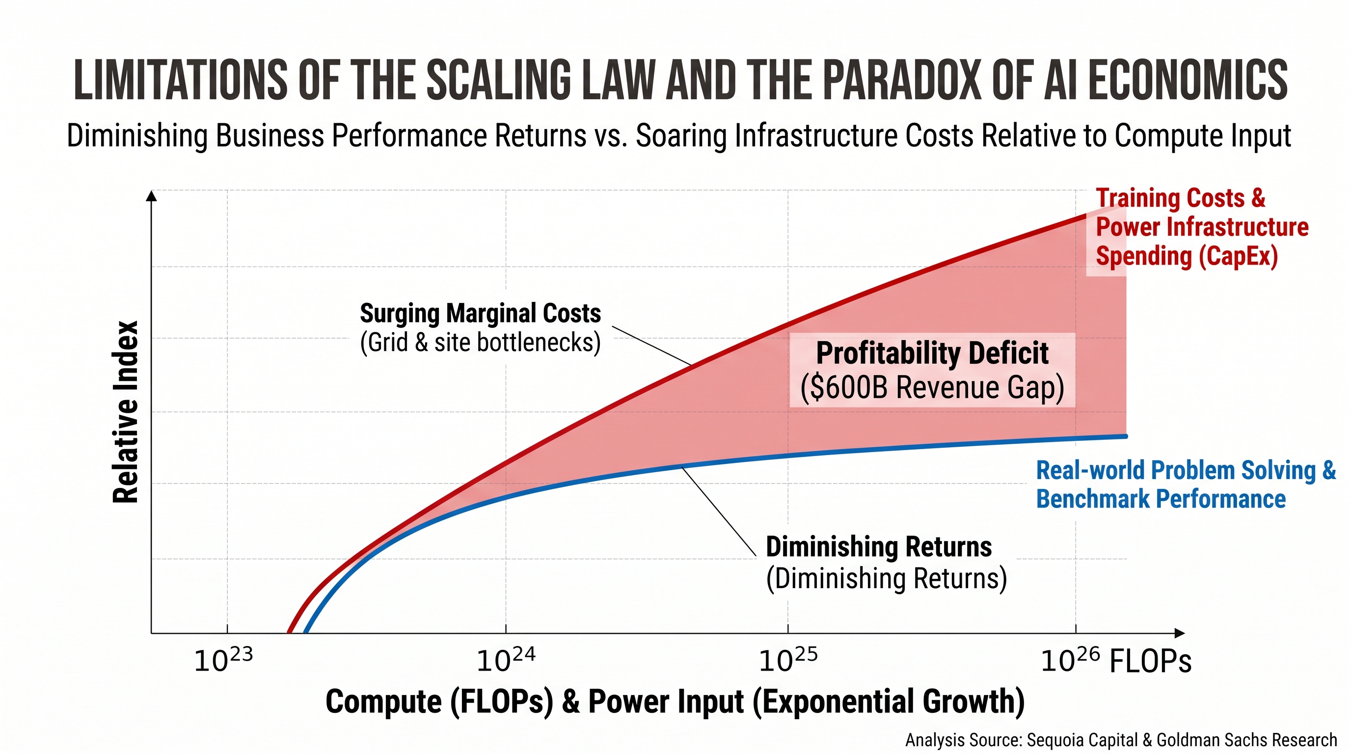 The Limits of Scaling Laws and the Paradox of AI Economics: Diminishing Performance Returns vs. Surging Infrastructure Costs